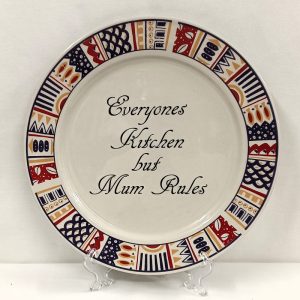 Everyone's Kitchen on Large Dinner Plate, Black Vinyl Script, Upcycled Wall Art, Funny Gift, Decorative Wall Quote, Handmade Gift