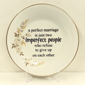 A Perfect Marriage on Large Dinner Plate, Black Vinyl Script on Upcycled Picture Plate, Wall Art, Funny Gift, Decorative Wall Plate, Quote