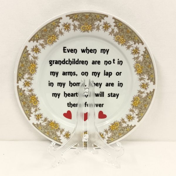 Grandchildren Script on Large Dinner Plate, Vinyl Script Upcycled Plate, Wall Art Quote, Plate, Humorous Gift, Handmade Mother's Day Gift