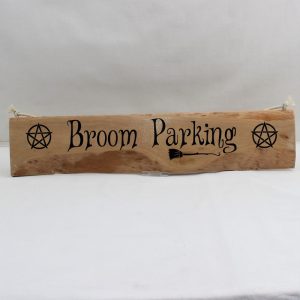 Broom Parking Sign, Upcycled Hardwood with Vinyl Script, Wall Plaque, Hanging Wall Sign