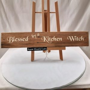 Blessed by a Kitchen Witch, Kitchen sign, Great mothersday gift, handmade from Vintage hardwood timber, Wall hanging sign.